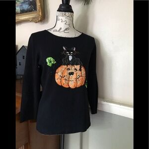 🖤 Kitty Cat Sequin Pumpkin Top 58.00 L‼️FINAL SALE